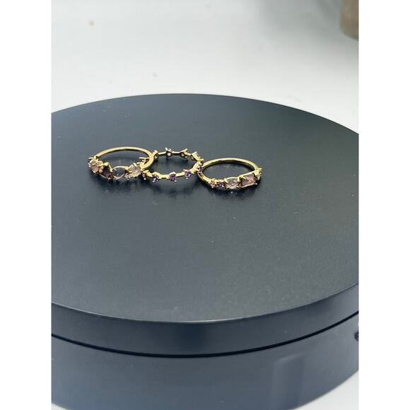 Anthropologie February Purple Birthstone Stacked Rings Set of Three Size 7 New - Picture 5 of 7